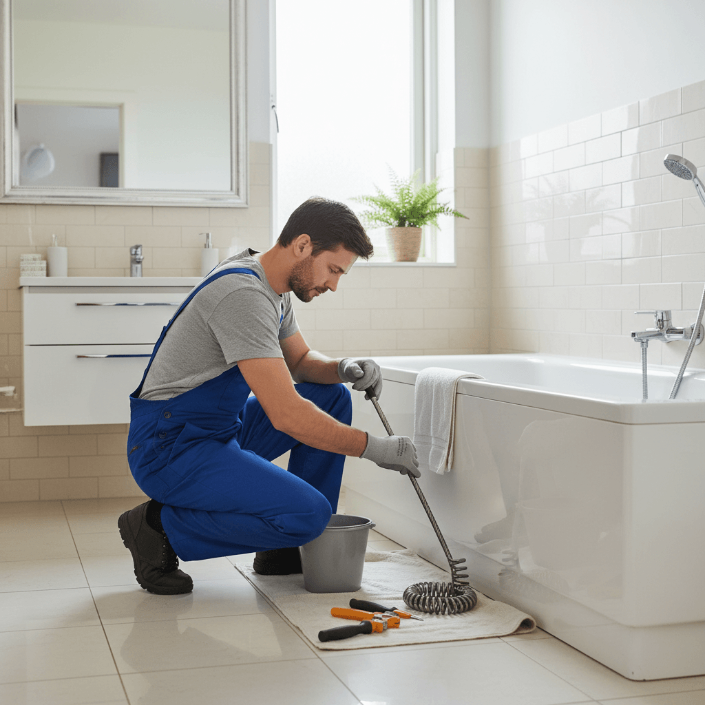 Drain cleaning with auger